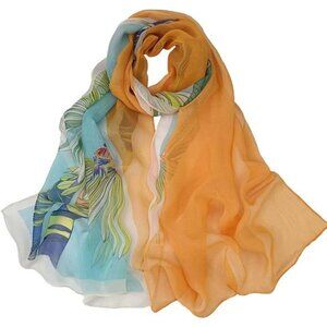 Scarf for Women Lightweight Scarves Elegant Floral Pattern Sheer